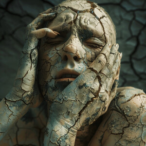 A person with dry, wrinkly skin is depicted in super high resolu...