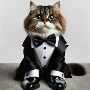 cat dressed in a tuxedo, art