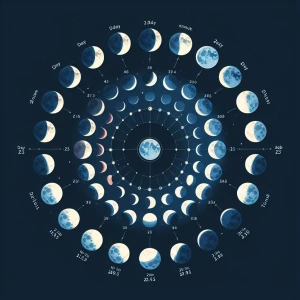 Design an animation that visually represents one complete lunar...