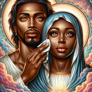 Ensure that the image distinctly represents both Jesus Christ an...