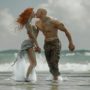 A photorealistic high resolution image. Light ginger haired fema...
