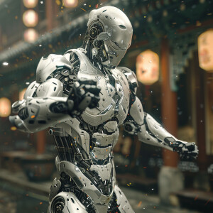Cyborg's performing martial arts, HDR, masterpiece, ultra-detai...