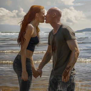 A photorealistic high resolution image. Light ginger haired fema...