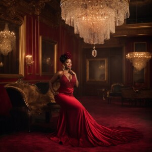 Sketch a dynamic full-body plus size African decent Creole woman...