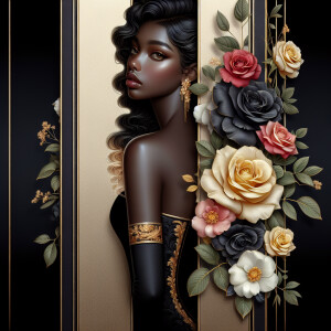 Create a vertical 3-D portrait of a light-skinned African-Americ...
