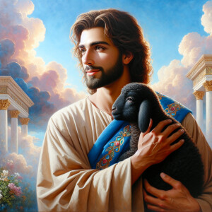 Oil painting of an African-American man resembling Jesus Christ,...