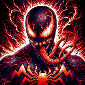 spiderman/venom morph, has spiderman face, venom eyes and tongue...