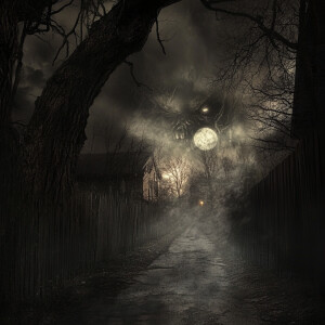Photorealistic image, super creepy background image, halloween i...