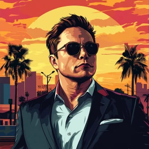 Elon Musk in GTA art style, , in the style of a Grand Theft Aut...