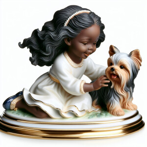 Prompt: porcelain Statue of a very light skin African-American g...