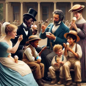 People eating ice cream in the 1840s in the United States