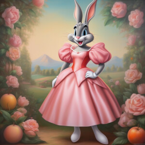 Anthropomorphic looney tunes bugs bunny dressed like Nintendo Pr...