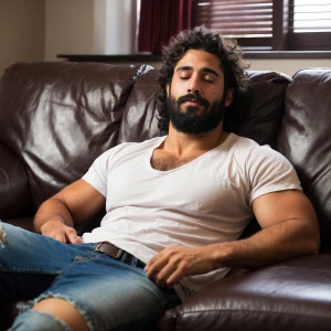 was enjoying himself brokeneikeon the couch  with his manhoogrow...