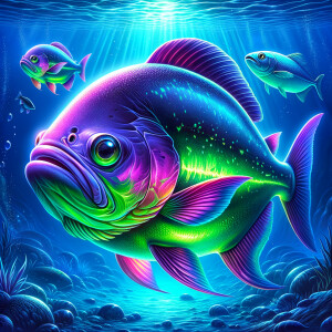 Realistic
Ocean
Purple neon green piranha
Sad blue sword fish