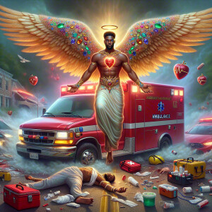 Create a realistic 3D oil painting depicting a scene of emergenc...