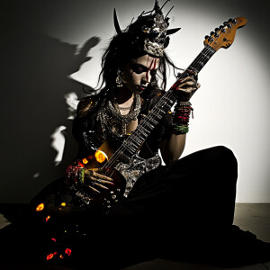 Goddess saraswati retro futuristic  --sref 2464679855