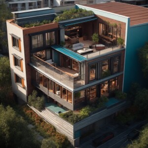 Create four distinct and captivating architectural layout design...