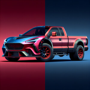 front end of a 2020 Camaro and the back end of a truck