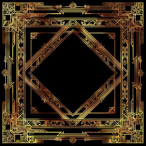 Design an exquisite Art Deco border featuring intricate golden g...