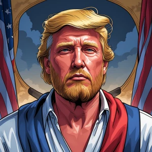 Jesus trump in carton and saciristic art style