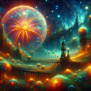 In the midst of an absurd neon jungle, towering fluorescent plan...