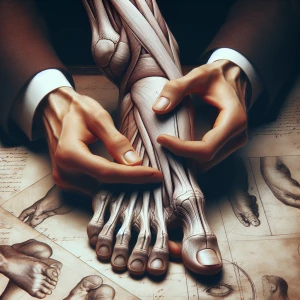 Holding a pair of human feet gently in one's hands, displaying a...
