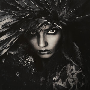 Masterpiece portrait of indian woman dressed as the Crow by stud...