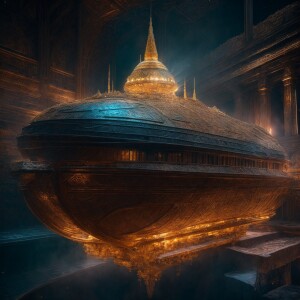 A mysterious vessel floats through the void, a mishmash of alien...
