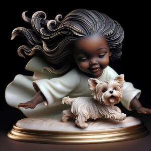 Prompt: porcelain
Statue of a very light skin African-American...