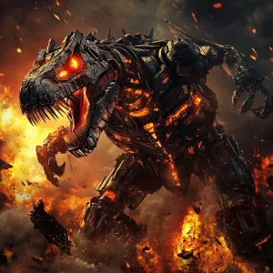 Create an image of Grimlock, the Dinobot leader from the Transfo...
