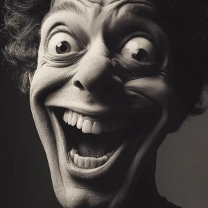 Close-up surreal photograph of a man with a dramatically distort...
