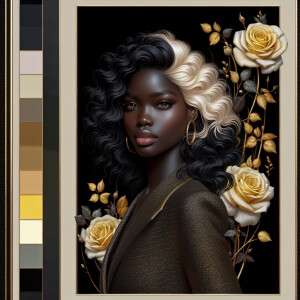 Create a vertical 3-D portrait of a light-skinned African-Americ...