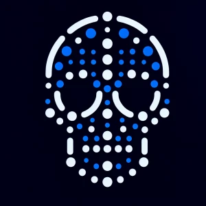 a simple royal blue dotted dots forming the shape of skull face,...