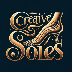 Make a logo with the text “CREATIVE SOLES” but the L is a woman’...