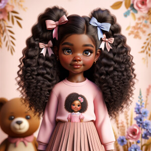Refine the 3D realistic image of a four-year-old African-America...