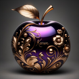 Envision a lustrous, oversized apple with a surface that gleams...