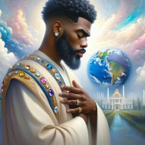 Oil painting of an African-American man resembling Jesus Christ,...