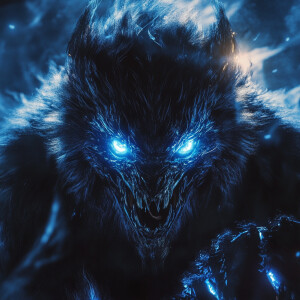 A sleek, shadow-dwelling ice reaper, its metallic fur gleaming u...