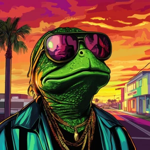 MEME PEPE in GTA art style — — in the style of a Grand Theft Au...