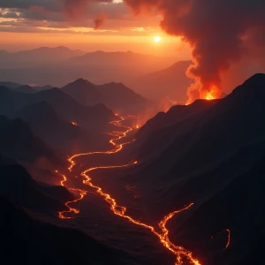 Ultra-realistic cinematic aerial view of the Fourteen Flames, a...