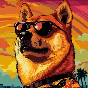 MEME DOGE in GTA art style, , in the style of a Grand Theft Aut...