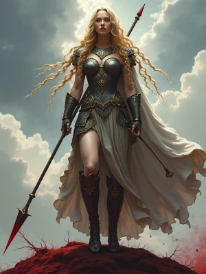 Create a striking image of Freyja, the Norse goddess of love, wa...