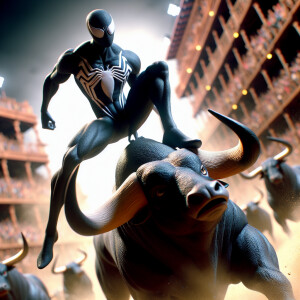 Create an 3d animated scene featuring Venom in a dynamic pose as...