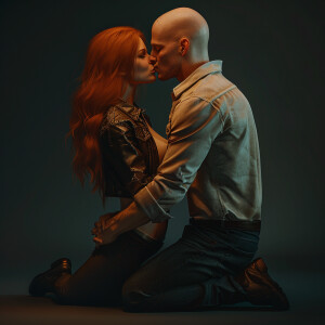 A photorealistic high resolution image. Light ginger haired fema...