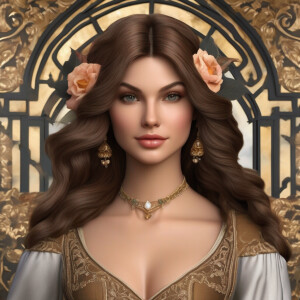 Create an image of a young woman in her mid to late twenties. Sh...