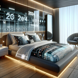 create a real looking 2024 trend of bedsheets on a bed