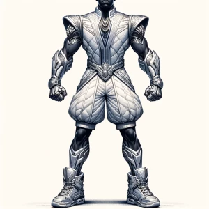A frontal T pose full body concept illustration of A powerful bl...