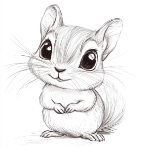 A cute chipmunk facing forward with expressive eyes, full body,...