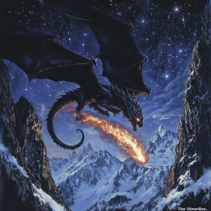 Create a visual depiction of Ancalagon the Black, the mightiest...