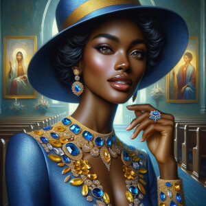 A spiritually enriching illustration portrays an African America...
